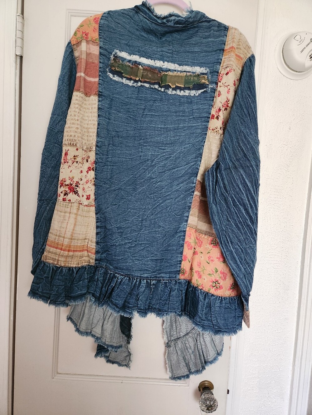 Young Threads Boho Patchwork Blue Denim Open-Front Jacket - Picture 8 of 12